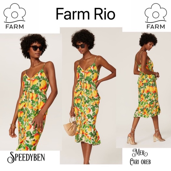 FARM RIO Sands Linen Midi Dress Size Small - Picture 16 of 16